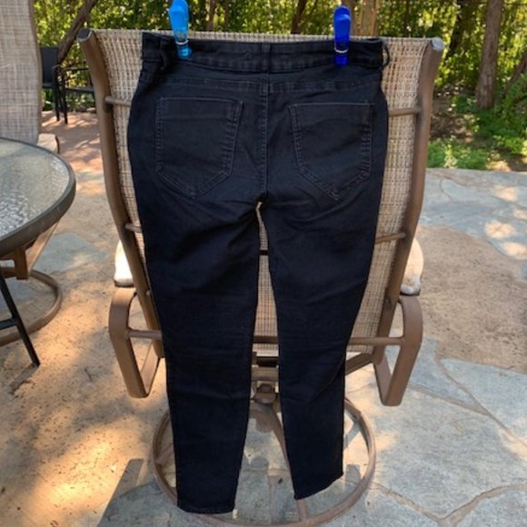 ZARA Black Denim Stretch Jeans with Zippers Size 6 - Picture 9 of 9